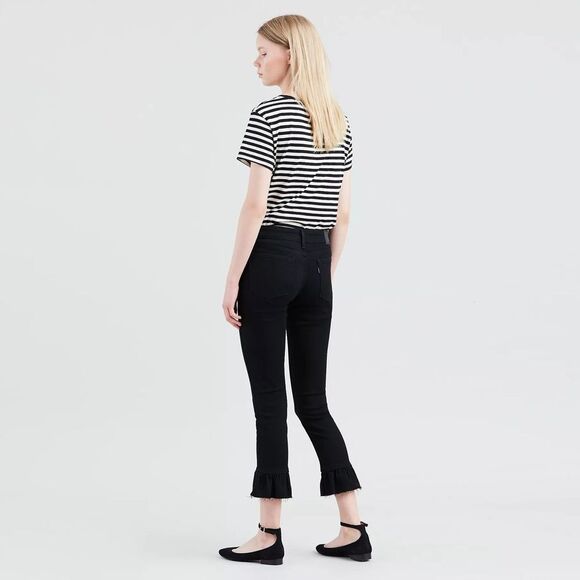 Levi’s Black 711 Skinny Ruffle Women’s Jeans Black/Dark Grey Wash Size 25 EUC - Picture 3 of 10